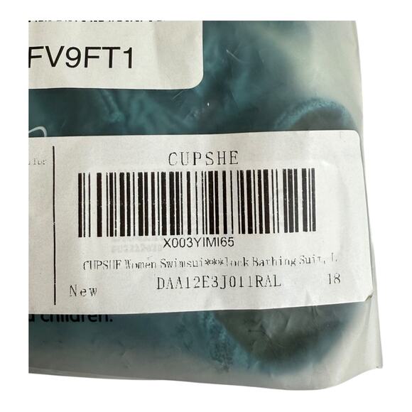 NEW Cupshe SWIMSUIT Women's BIKINI Set MED Scalloped Cross Back High Waist Green - Picture 15 of 15